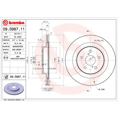 Precio Económico Disco de freno BREMBO 09.D987.11